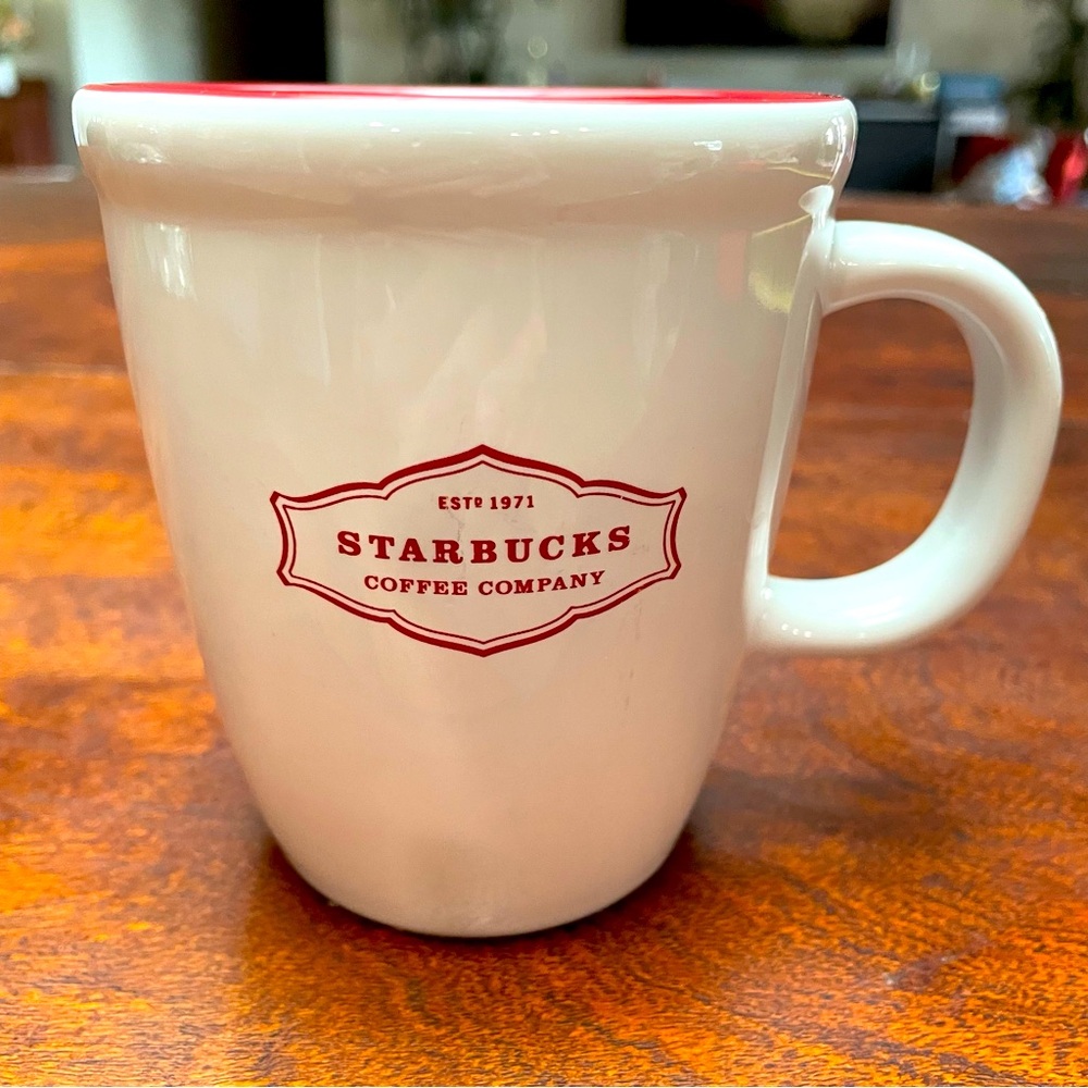 Starbucks Vintage 2006 White/Red Porcelain Mug 13oz